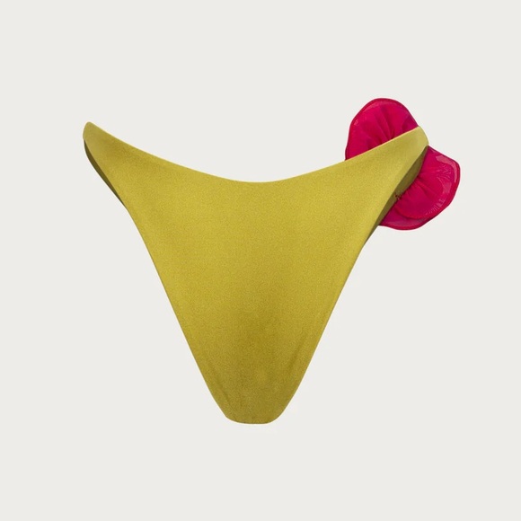 NWOT SAME Rose 90s Swimsuit Bottom Green/Fuchsia Size Medium - Picture 3 of 10